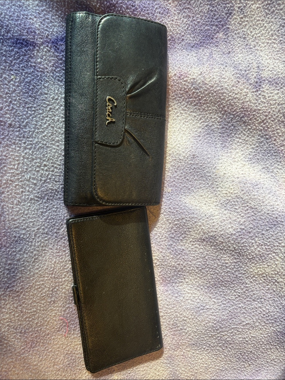 Coach Black Leather Wallet Set with Script Logo